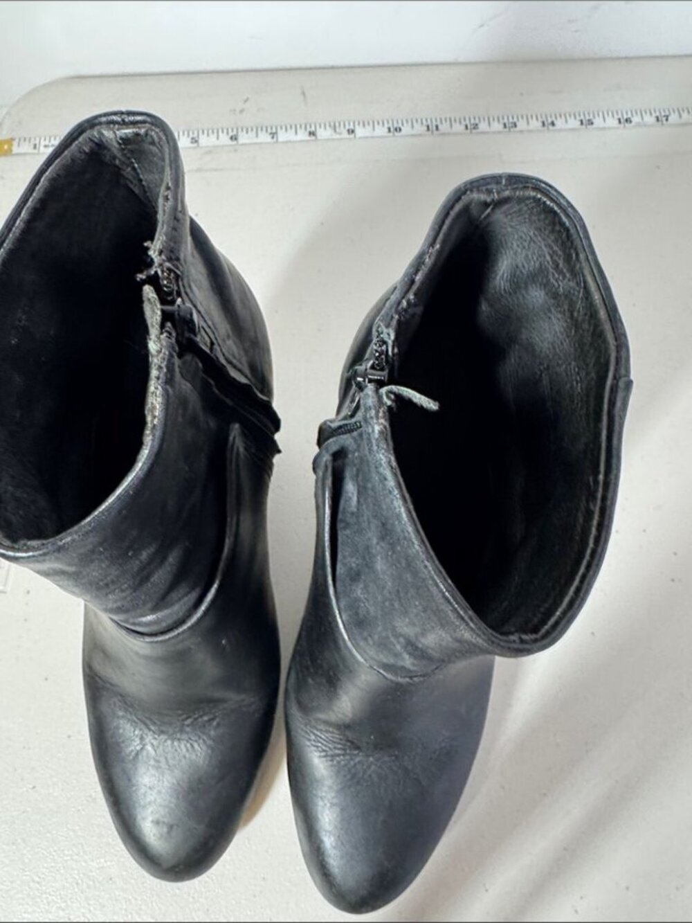 Rag & Bone Leather Ankle Boots Black EU 40 Block Heel Minimalist Chic Western - Picture 7 of 16
